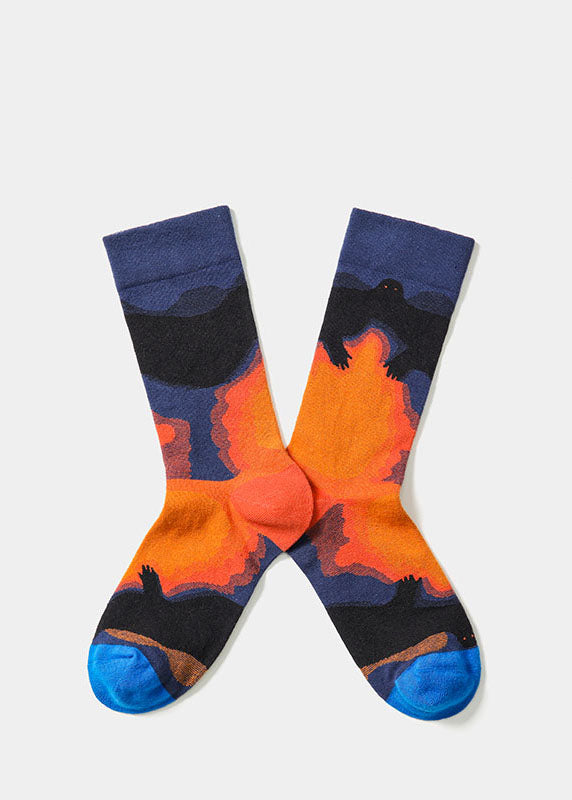 Einfache Crew-Socken aus Baumwolle mit Sports Street-Print