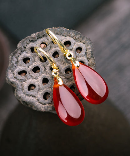 Schlichte Tropfenohrringe aus Sterlingsilber mit Achat und Wassertropfen