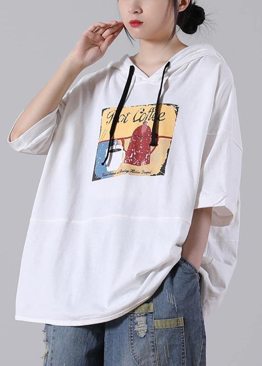 Simple White Half Sleeve Cotton Tops Summer - SooLinen