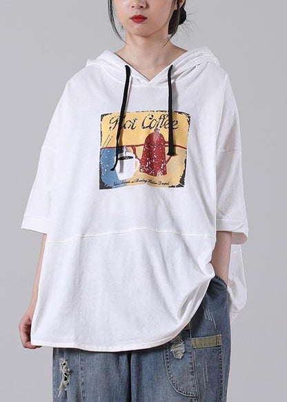 Simple White Half Sleeve Cotton Tops Summer - SooLinen