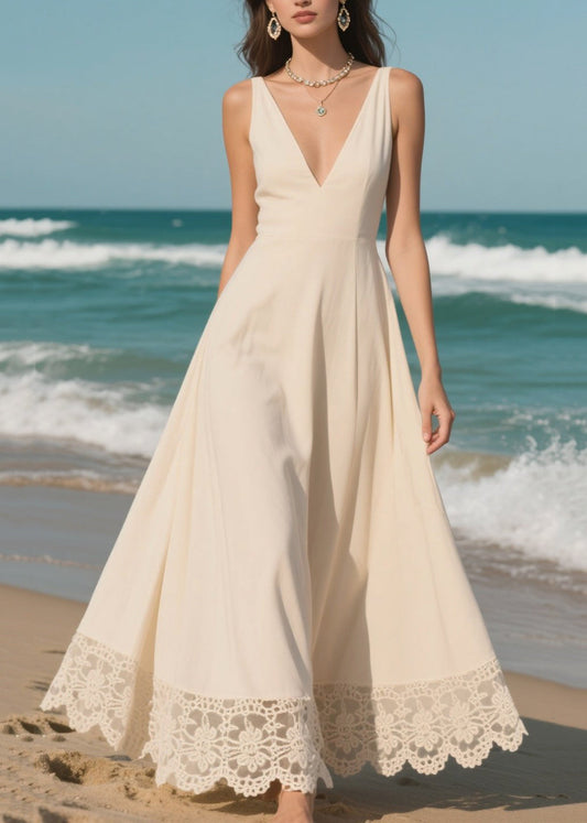 Simple White Patchwork Exra Large Hem Chiffon Vacation Dresses Summer