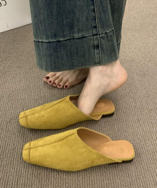 Simple Yellow Faux Leather Unique Flip Flops
