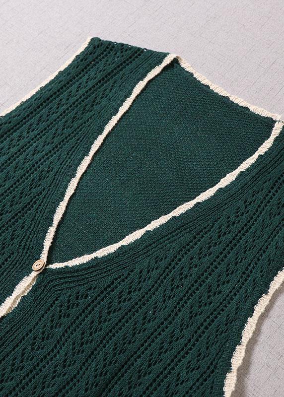 Simple Yellow Pockets Button Embroideried Fall Knit Vest - SooLinen