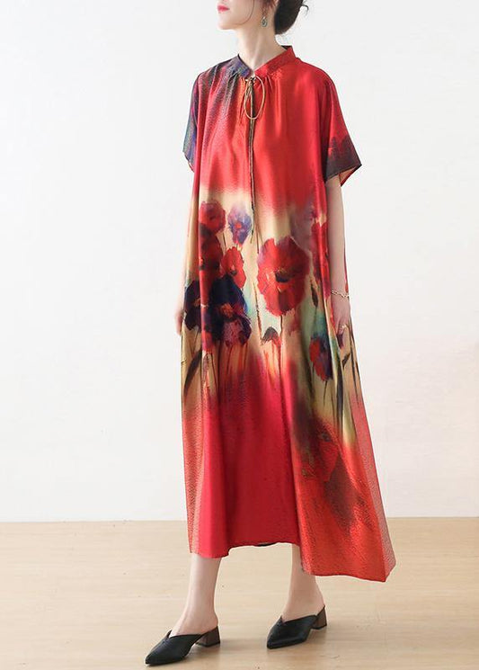 Simple Yellow Print Chiffon Tie Summer Robe Dresses - SooLinen