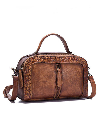 Simple Yellow Rub color Paitings Leather Tote Handbag