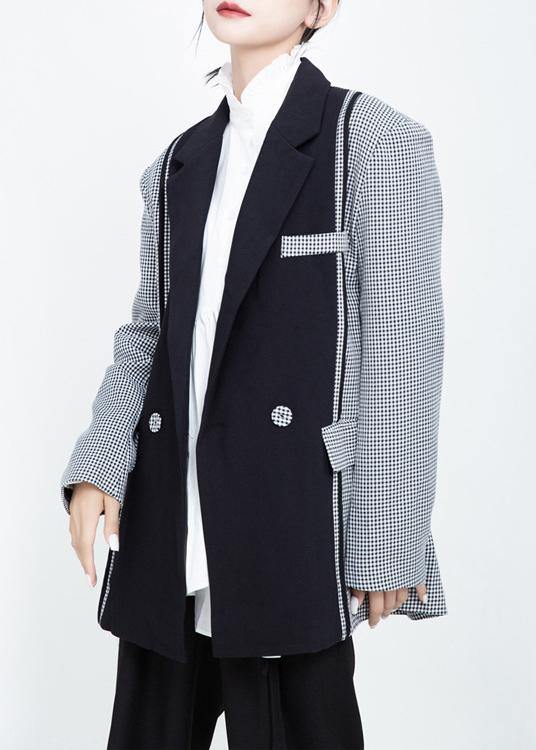 Simple black Fashion clothes For Women Wardrobes lapel collar patchwork outwear - SooLinen