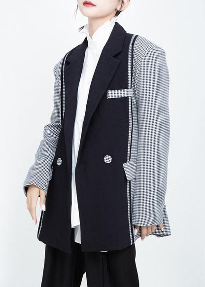 Simple black Fashion clothes For Women Wardrobes lapel collar patchwork outwear - SooLinen