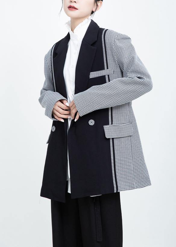 Simple black Fashion clothes For Women Wardrobes lapel collar patchwork outwear - SooLinen