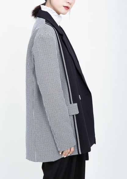 Simple black Fashion clothes For Women Wardrobes lapel collar patchwork outwear - SooLinen