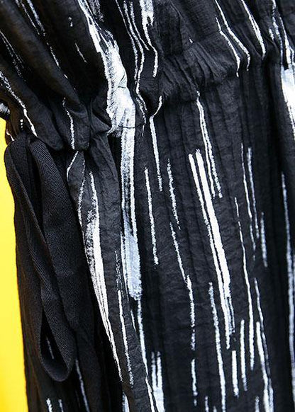 Simple black cotton clothes For Women patchwork long summer Dress - SooLinen