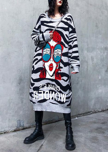 Simple black print Sweater Aesthetic Street Style o neck Art knitwear - SooLinen