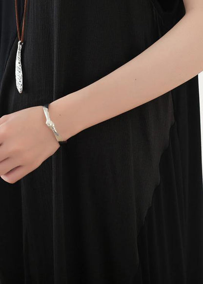 Simple black sleeveless cotton clothes For Women patchwork Maxi summer Dress - SooLinen