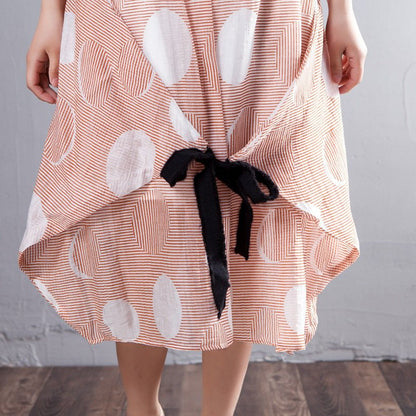 Schlichtes Tunikakleid aus Baumwolle und Leinen, feines, lockeres Halbarm-Streifenkleid mit Rundhalsausschnitt, lässiges Kleid