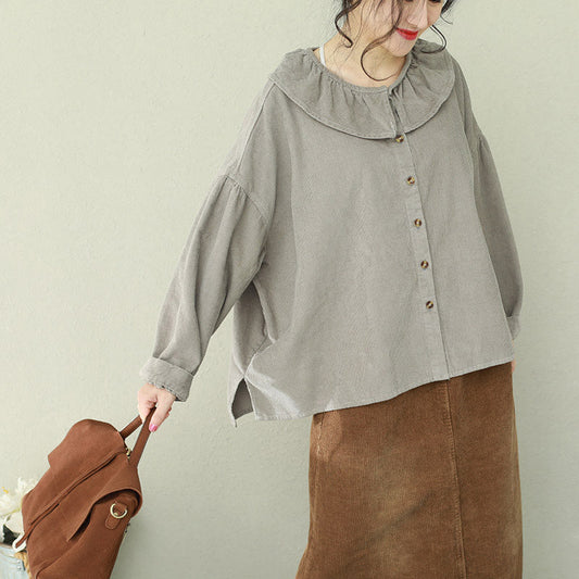 Einfache graue Kleidung für Frauen mit indischem Muster, Rüschen, Kleider und Oberteile