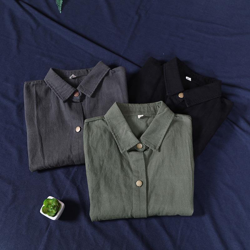 Simple green clothes For Women lapel sleeeless box fall top - SooLinen