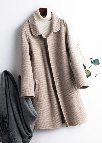 Simple lapel pockets Fashion trench coat rose plaid box jackets - SooLinen