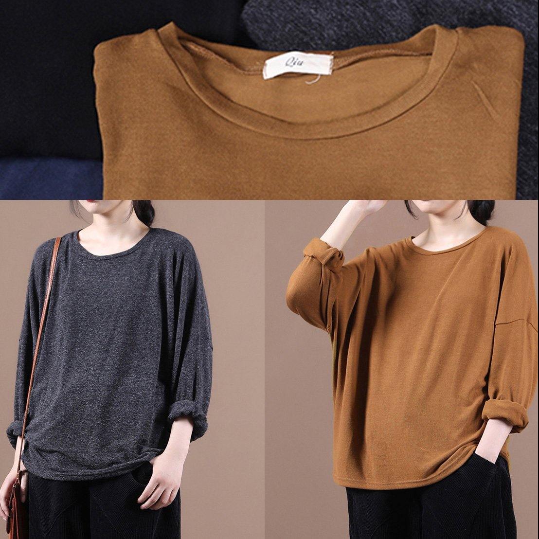 Simple o neck baggy fall clothes For Women Christmas Gifts black shirts - SooLinen