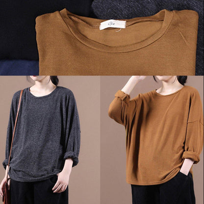 Simple o neck baggy fall clothes For Women Christmas Gifts black shirts - SooLinen