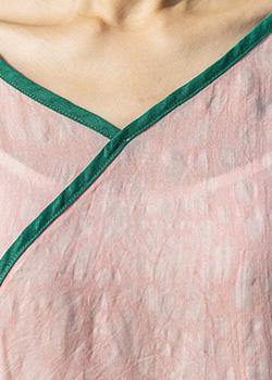 Simple pink linen Robes v neck exra large hem Maxi summer Dresses - SooLinen