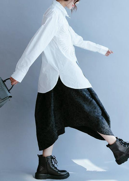 Simple white clothes For Women lapel hollow out tops - SooLinen