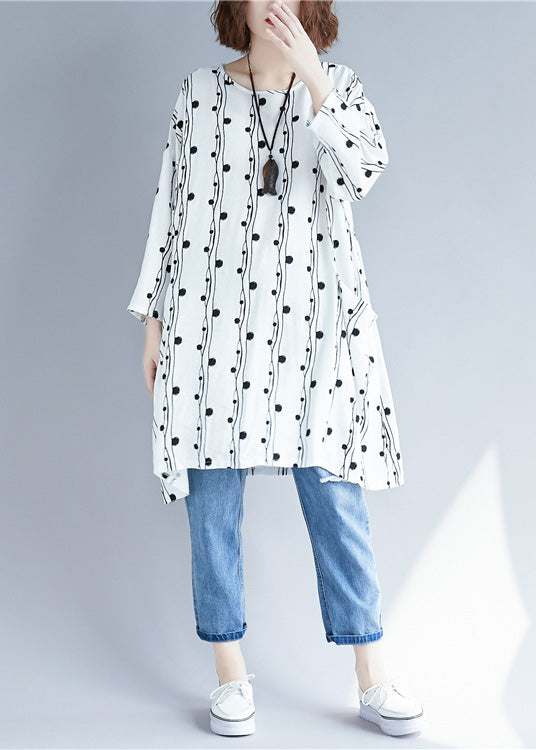 Schlichte weiße Leinenkleider in Übergröße, Baumwollkleider mit Fledermausärmeln, Sommerkleider