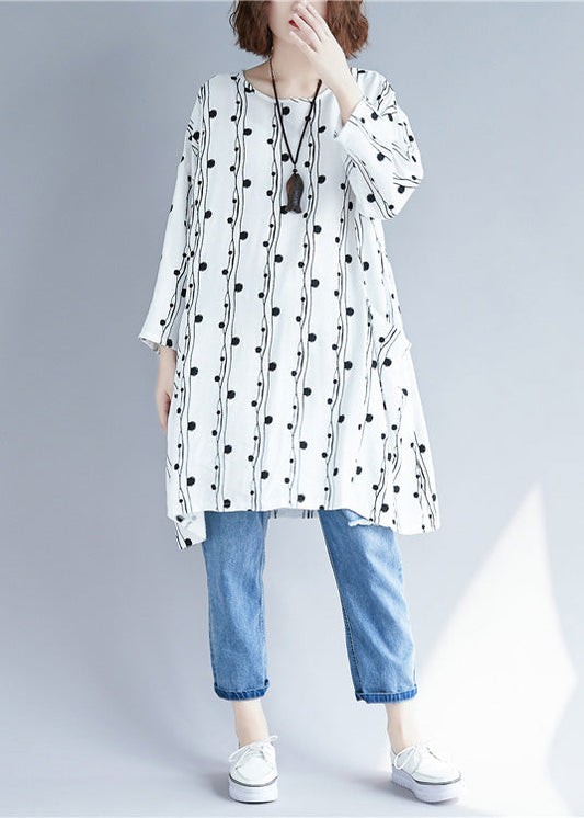 Schlichte weiße Leinenkleider in Übergröße, Baumwollkleider mit Fledermausärmeln, Sommerkleider