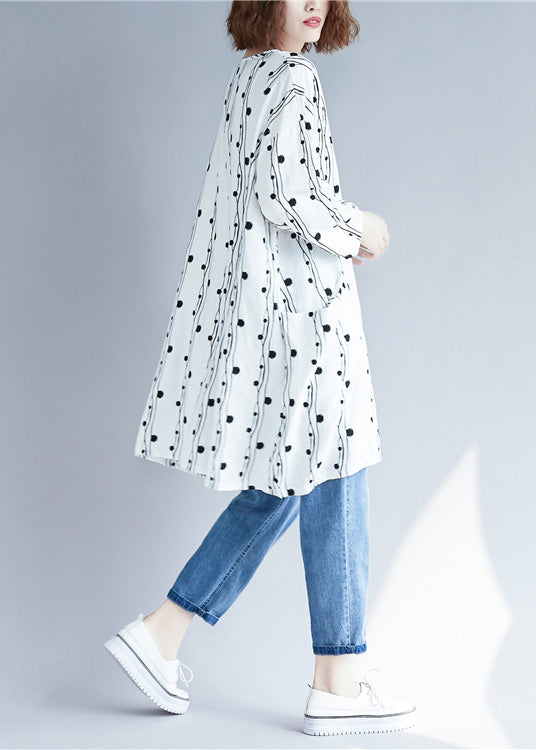 Schlichte weiße Leinenkleider in Übergröße, Baumwollkleider mit Fledermausärmeln, Sommerkleider