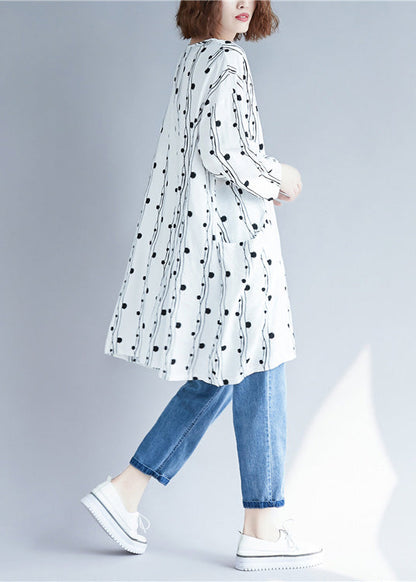 Schlichte weiße Leinenkleider in Übergröße, Baumwollkleider mit Fledermausärmeln, Sommerkleider