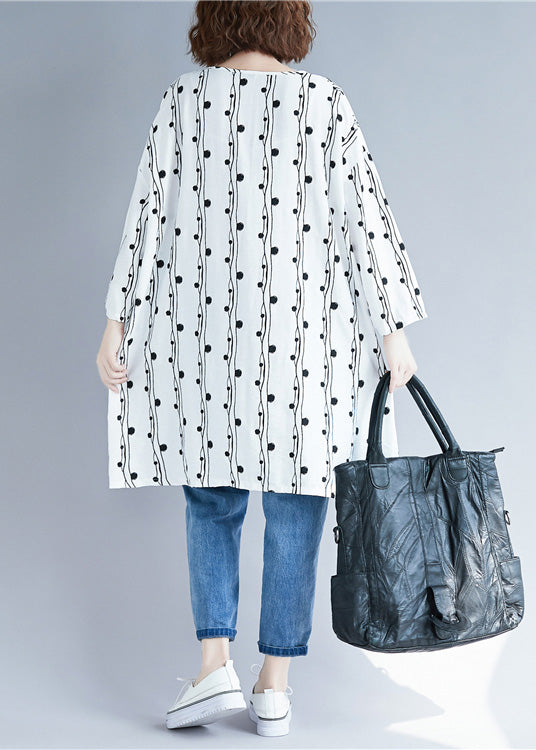 Schlichte weiße Leinenkleider in Übergröße, Baumwollkleider mit Fledermausärmeln, Sommerkleider