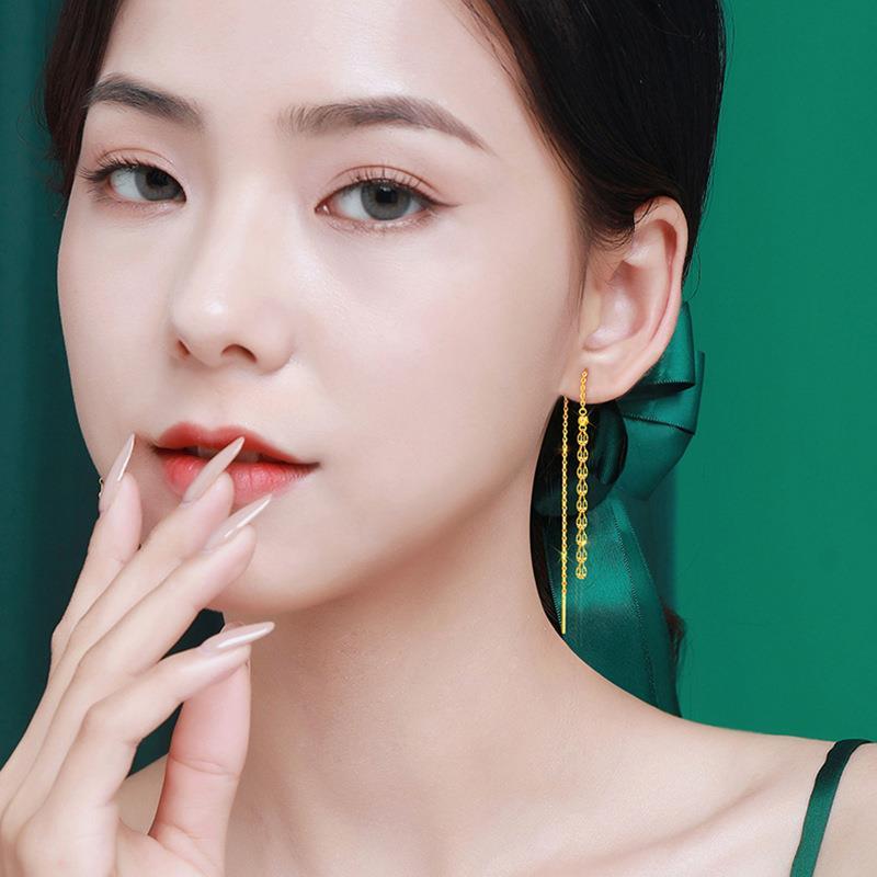 Pendientes colgantes con borlas huecas y dorados finos