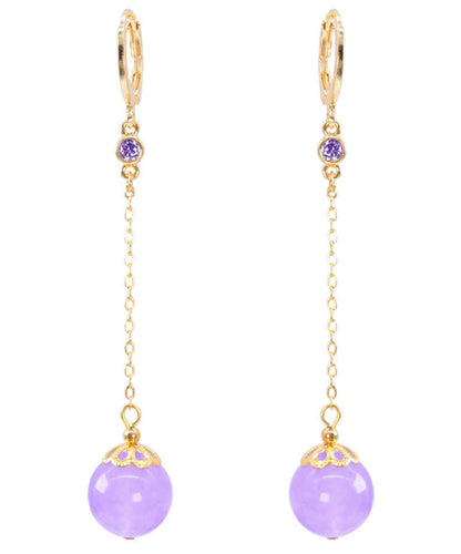 Pendientes finos de plata de ley rosa con cristales dorados y circonitas