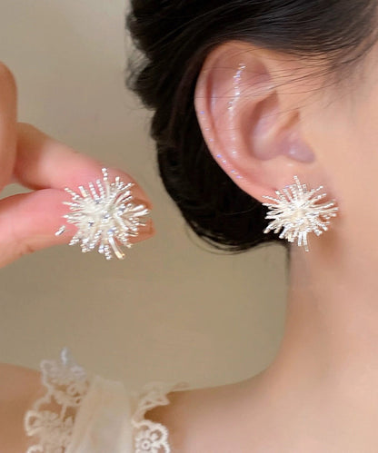Skinny Silk Copper Zircon Dandelion Stud Earrings