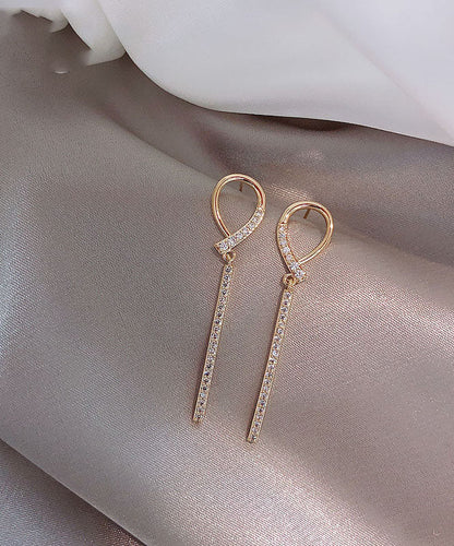 Schmale Tropfenohrringe aus Sterlingsilber mit eingelegter Zirkoniaquaste