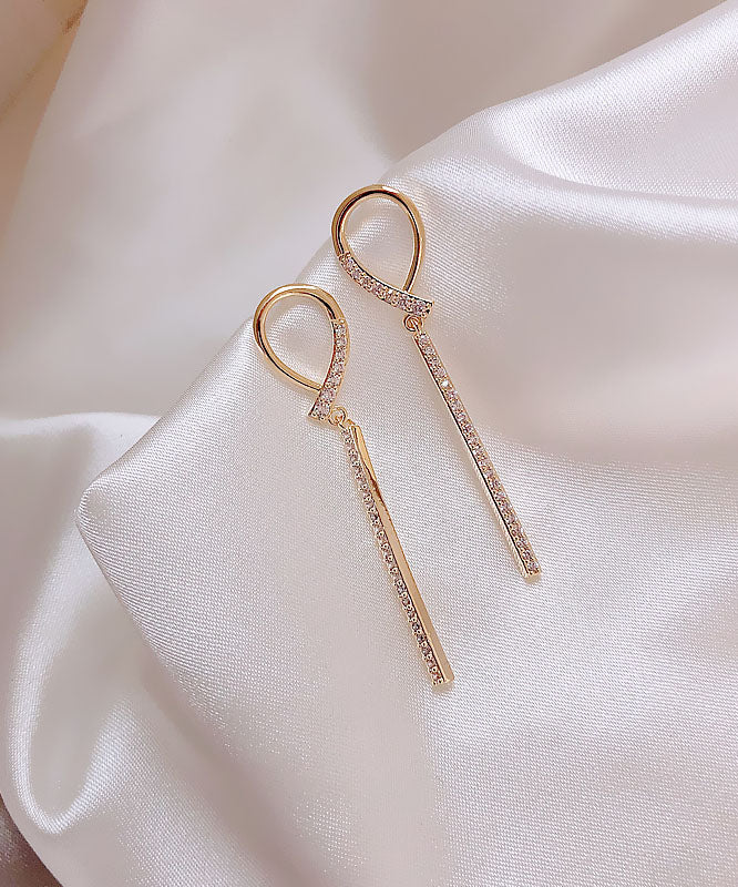 Schmale Tropfenohrringe aus Sterlingsilber mit eingelegter Zirkoniaquaste