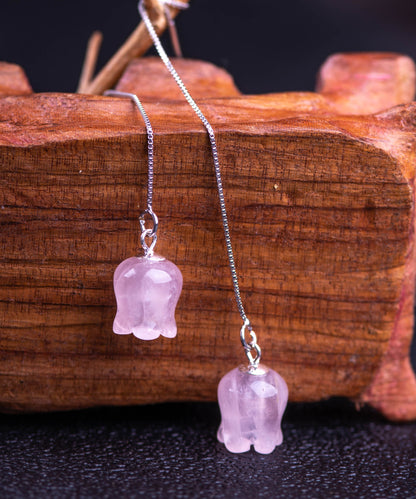 Pendientes colgantes de plata de ley con borlas de cristal y campanas eólicas en color rojo sandía