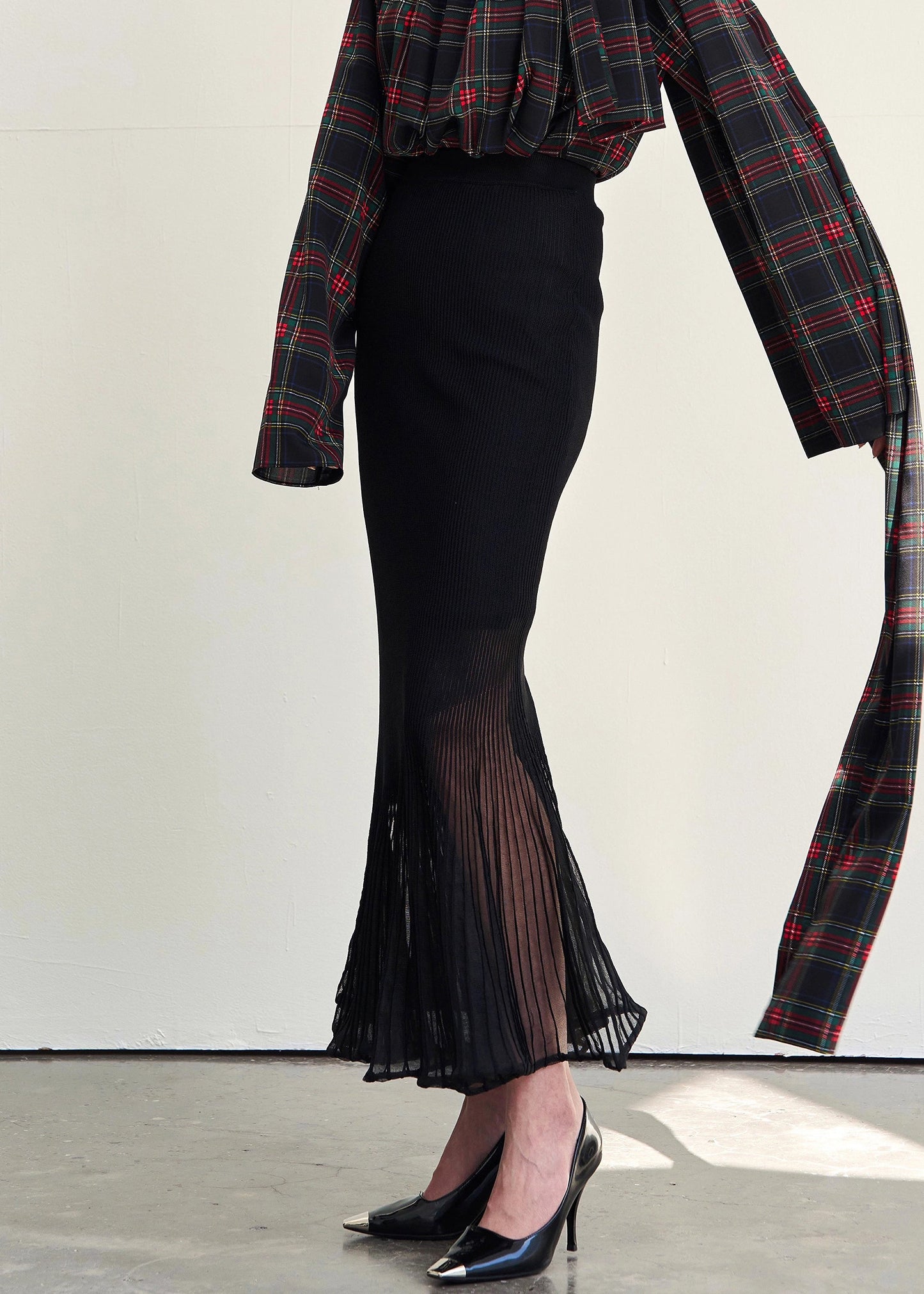 Slim Fit Black Wrinkled High Waist Chiffon Skirts Summer