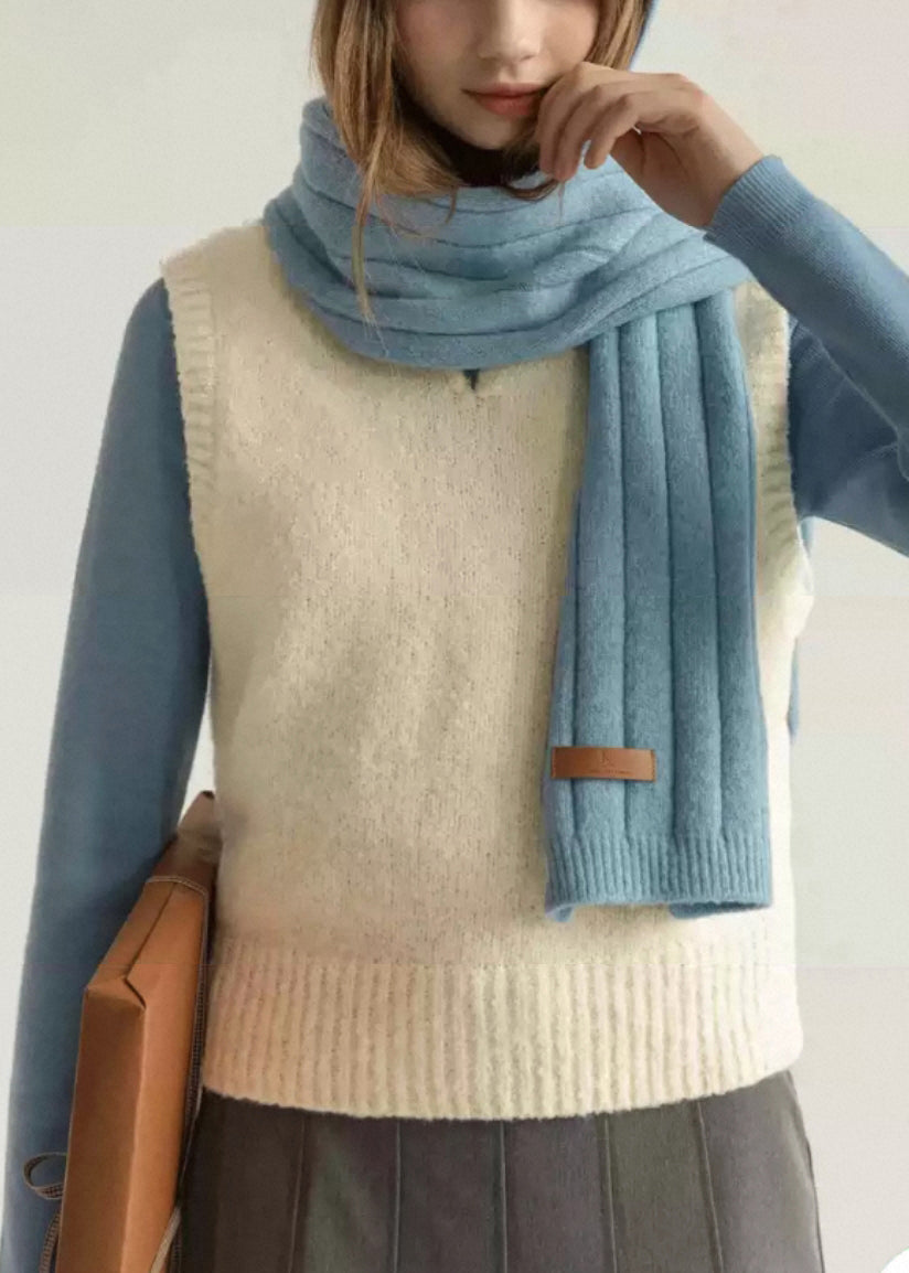 Suéteres de algodón de punto liso con capucha azul de corte entallado para invierno