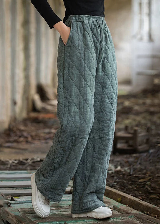 Pantalones de invierno ajustados con bolsillos azules y cintura elástica de algodón.