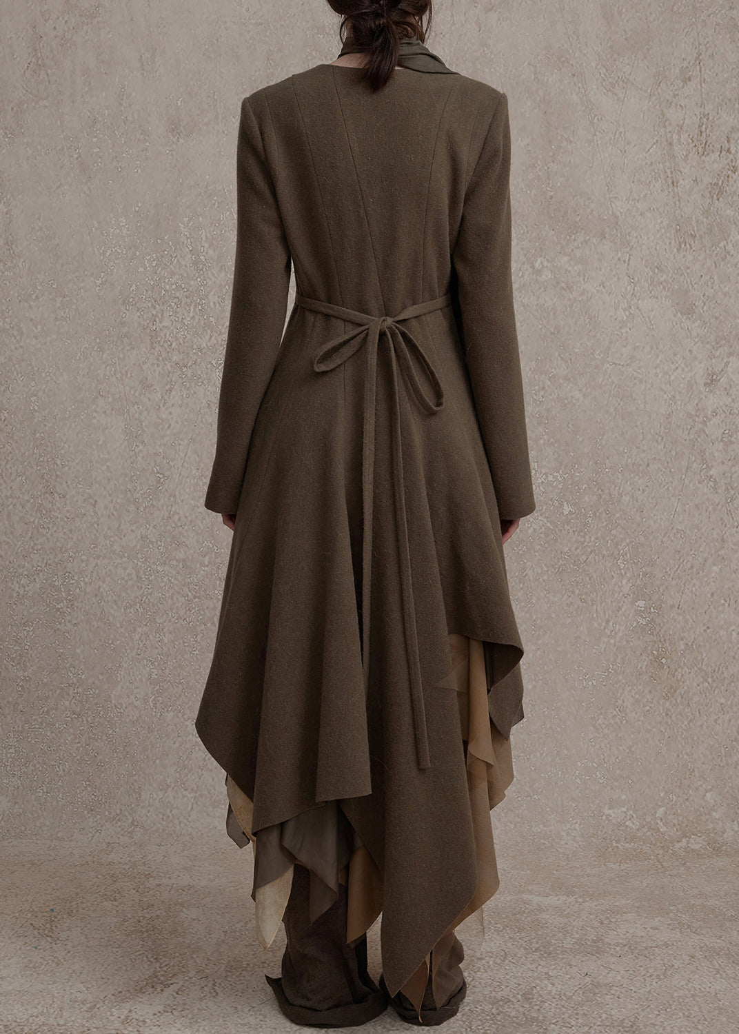 Slim Fit Olive Green V Neck Button Long Dress Fall