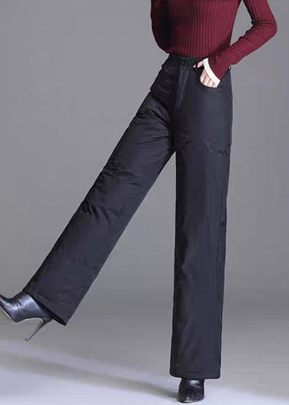 Pantalones rectos ajustados con bolsillos rojos, rellenos de algodón fino liso, para invierno