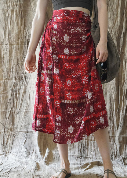 Slim Fit Rot krawatte taille drucken asymmetrische design Baumwolle Rock Frühling