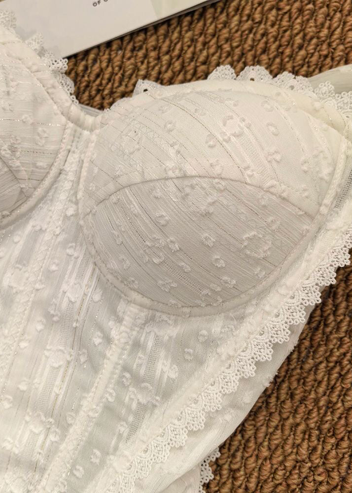 Slim Fit White Patchwork Lace Bustier Top Tank Summer