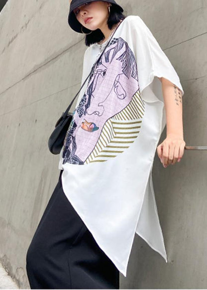 Slim summer large size casual fashion printed T-shirt + wide-leg pants two-piece suit - SooLinen