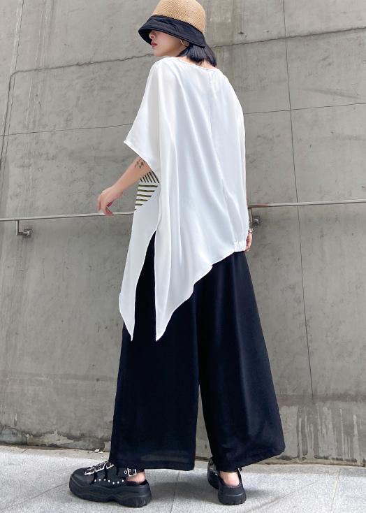 Slim summer large size casual fashion printed T-shirt + wide-leg pants two-piece suit - SooLinen
