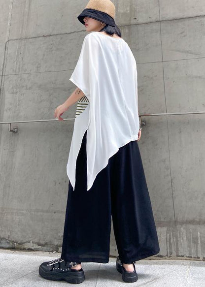 Slim summer large size casual fashion printed T-shirt + wide-leg pants two-piece suit - SooLinen