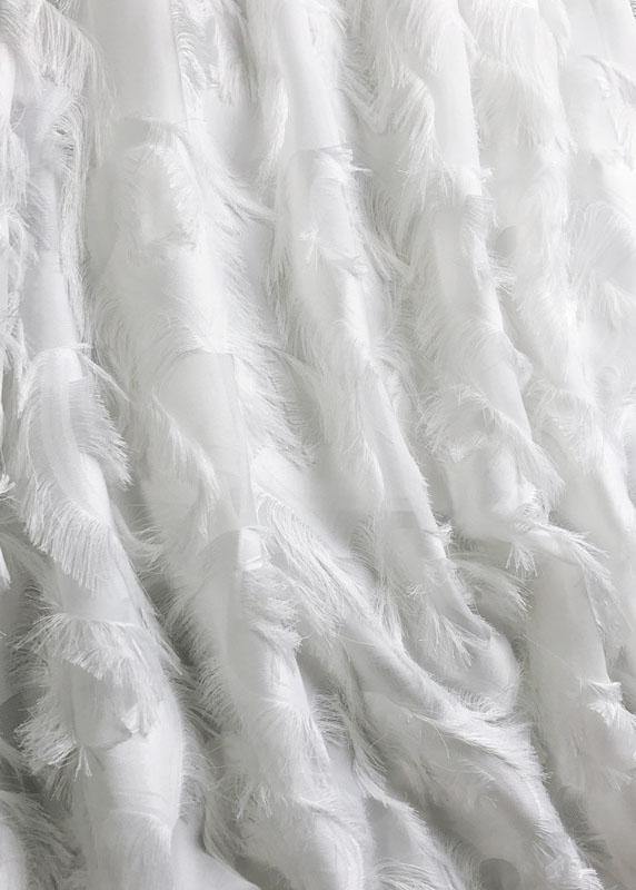 Solid Color Feather Fringed High Waist Long Skirts - SooLinen