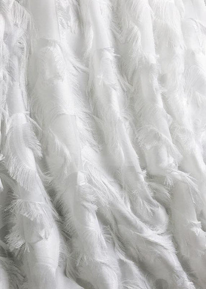 Solid Color Feather Fringed High Waist Long Skirts - SooLinen