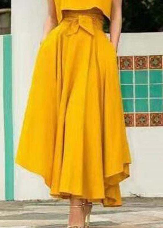 Solid Color High Waist Belted Side Zipper Irregular Hem Casual Skirts - SooLinen