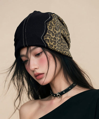 Sombrero boonie con diseño de leopardo negro y roto para niña picante