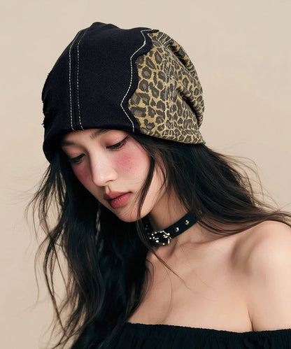 Sombrero boonie con diseño de leopardo negro y roto para niña picante